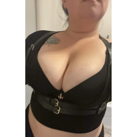 BLACK Leather Waist Shoulder Harness Garter Belt Waistband Slave Fetish Bondage - Picture 5 of 7